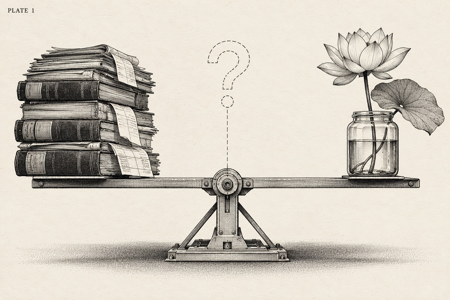 Plate I. A seesaw with ledgers on one end and a quiet jar on the other.