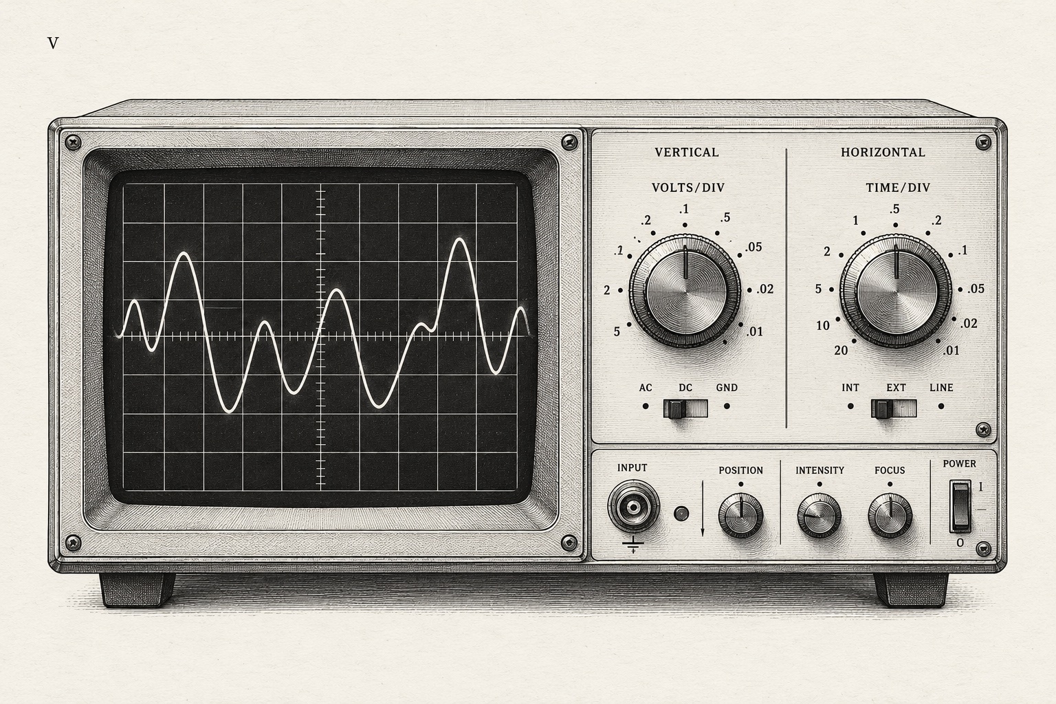 Plate XIV. The faceplate of an oscilloscope.
